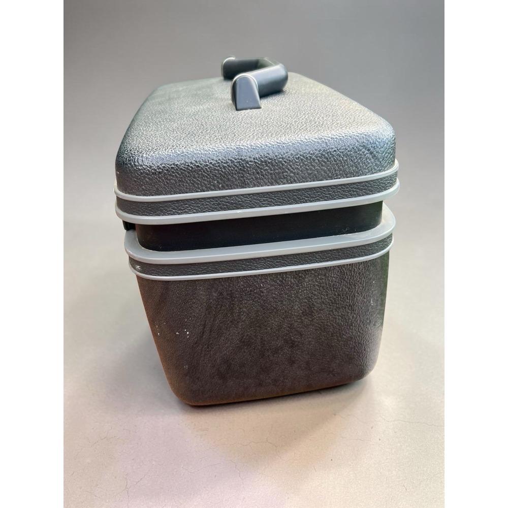 Vintage Samsonite Series 3600 Charcoal Gray Vanity Train Case w Mirror & Keys - Picture 4 of 15